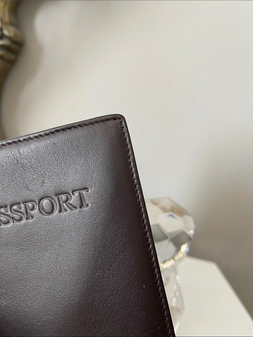 Leather Passport Holder - Brown